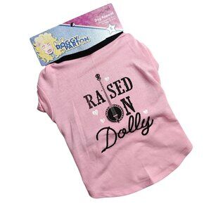Doggy Parton Dog Small Raised On Dolly Pink Graphic T-Shirt